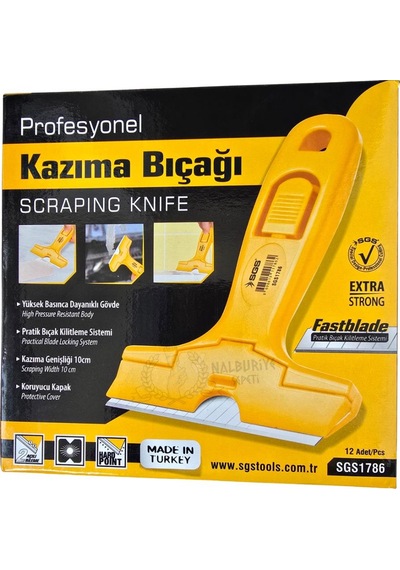 Sgs Profesyonel Saplı Cam Kazıma Bıçağı 2 Açılı 10 Cm.