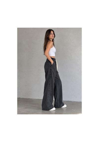 Zdnjeans Kadın Yüksek Bel Bol Paça Pantolon Antrasit