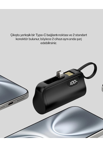 2000mah Mini Powerbank Dahili Konektörlü Pd 20w Çok Renkli