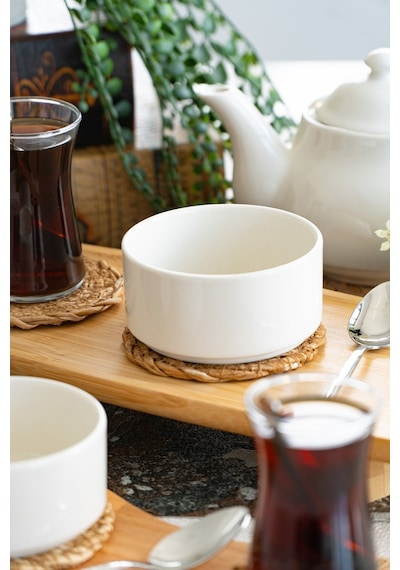 10 Cm 2'li Porselen Sufle Kabı Mini Fırın Kabı / Ramekin Kırık Beyaz