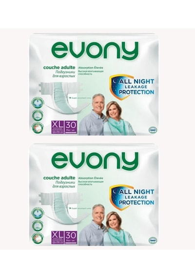 Evony Belbantlı Yetişkin Hasta Bezi Xlarge 60 Adet 2x30 Paket XL