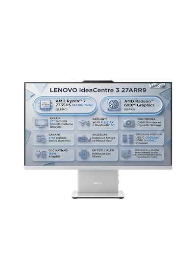 Lenovo Ideacentre 3 27arr9 Amd Ryzen 7 7735hs 32gb 512gb Ssd 27" Fhd Windows 11 Pro All In One Pc F0hq00adtr 007