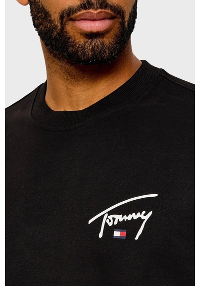 Tommy Jeans Logolu Pamuklu Regular Fit Bisiklet Yaka Sweat Erkek Sweat Dm0dm23589 Bds Siyah