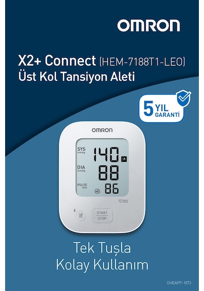 Omron HEM-7188T1-LEO X2+ Connect Üst Koldan Ölçer Dijital Tansiyon Aleti + XLS Çanta