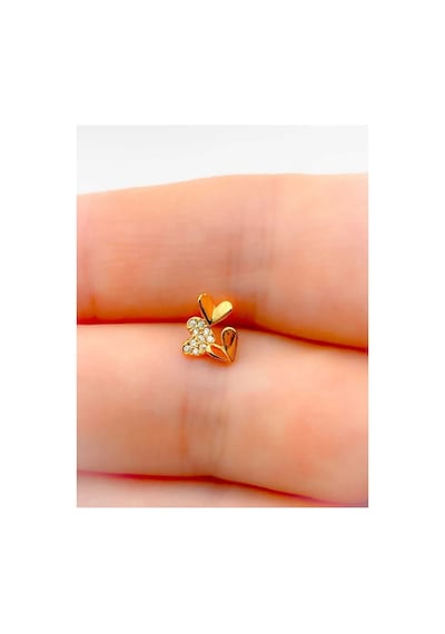 Kalpli Zirkon Taşlı Tragus Çelik Piercing Gold - 665602954 Gold