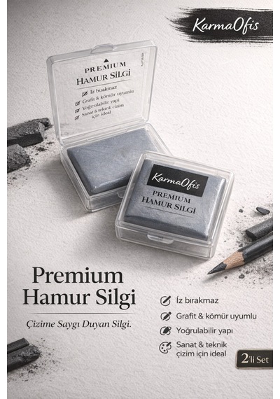 Premium Hamur Silgi 2 Li Set İz Bırakmayan Yoğrulabilir Çizim Silgisi