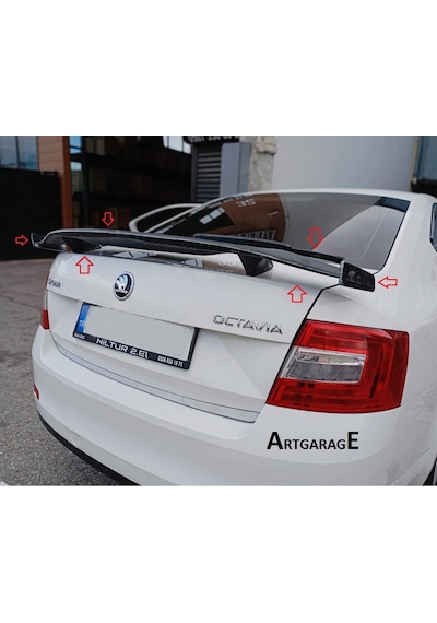 Skoda Octavia Boyasız Gtx Bagaj Spoileri-fiberglass
