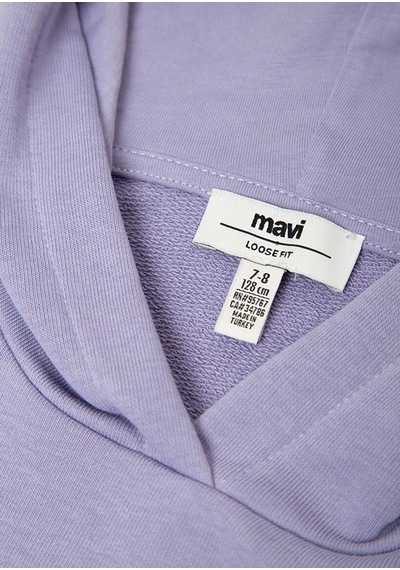 Mavi Logo Baskılı Kapüşonlu Mor Kız Çocuk Sweatshirt M7s10147-70557