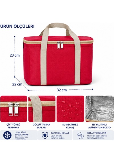 15 Lt Termal Buzluk Çanta- Soğutucu Çanta-354 Kırmızı
