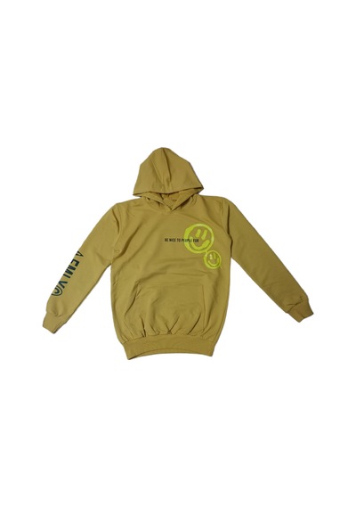 İrem Erkek Çocuk Önü Arkası Kolu Emoji Smile Desenli Hardal Renk Kanguru Cepli Kapüşonlu Sweatshirt İrem Erkek Çocuk Önü Arkası Kolu Emoji Smile Desenli Hardal Renk Kanguru Cepli Kapüşonlu Sweatshirt