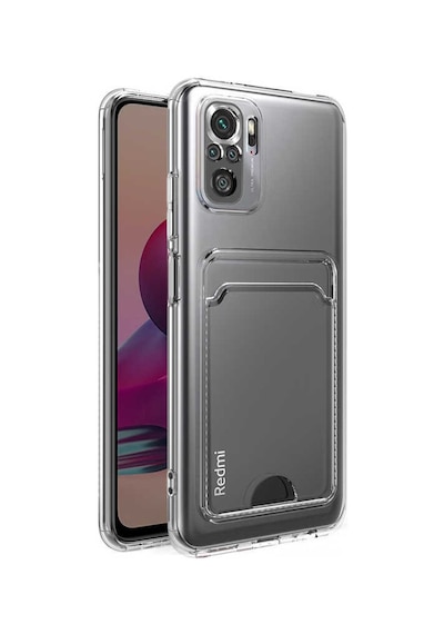 Xiaomi Redmi Note 10s Kılıf Kartlıklı Şeffaf Zore Setra Clear Silikon Kapak Renksiz