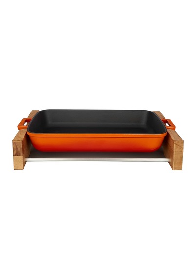 Lava Metal Döküm Dikdörtgen Tepsi Ve Altlığı, 26x40cm Sku: Smg8690010593696 Ahşap