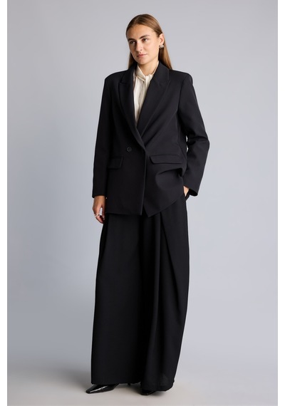 Defacto Oversıze Ceket Yaka Astarlı Blazer Ceket C2457ax26aubk81 Siyah-bk81