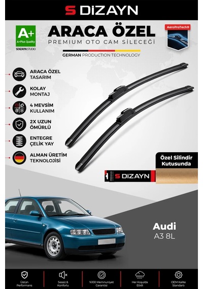 S-dizayn Audi A3 8l Ön Cam Silecek Seti 1996-2003 Premium Araca Özel 53-48 Cm A+ Kalite Aocs-1706