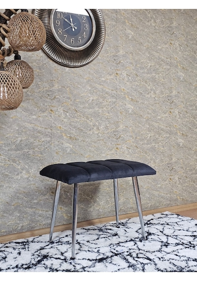 Zafir Krom Sivriltme Ayaklı 60 Cm Puf Bench - Puf - Bench - Oturak - Mutfak Oturağı - Antre Oturağı Füme