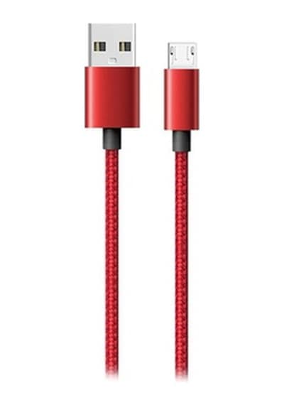 Hytech Hy-X248 1M 3A Micro Usb Kılıflı Metal Kırmızı Şarj Kablosu