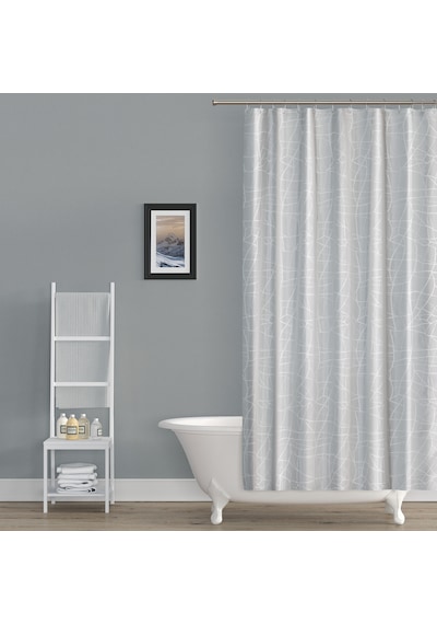 Mermer Desen Banyo Perdesi Polyester Kumaş C Halkalı Duş Perdesi Mermer