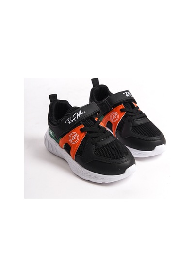 Daxtors Garantili Ray Max Günlük Ortopedik Çocuk Unisex Sneaker Spor Ayakkabı Siyah-oranj