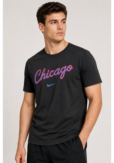 Nike Chicago Bulls Essential Mens Tee Grafik Baskılı Erkek Bisiklet Yaka Tişört Siyah