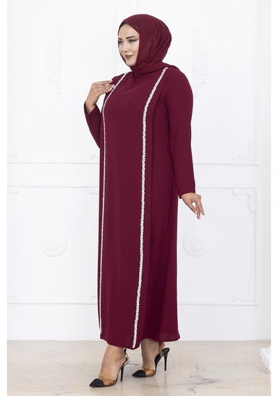 Amine Hüma Yakut Abiye Elbise Bordo Bordo