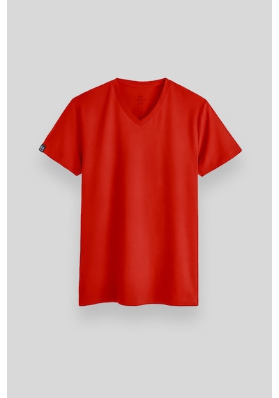 Tommy Life Fiesta Basic Kısa Kol Standart Kalıp V Yaka Erkek T-shirt - 87912 Kirmizi