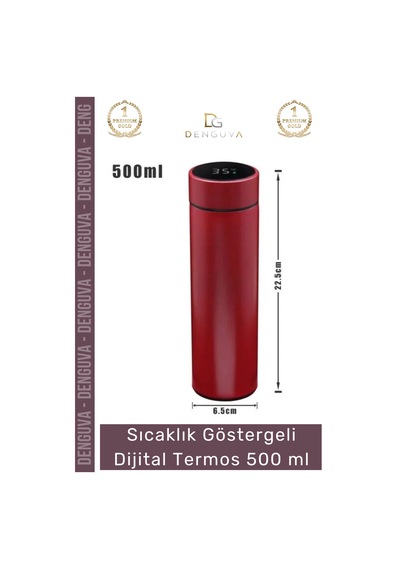 Termos Akıllı Led Isı Yalıtımlı Sızdırmaz Çelik Gövde Sıcaklık Göstergeli Dijital Termos 500 Ml