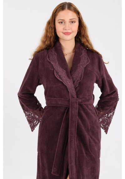 Dantelli Bambu Cotton Triga Bornoz MÜRDÜM