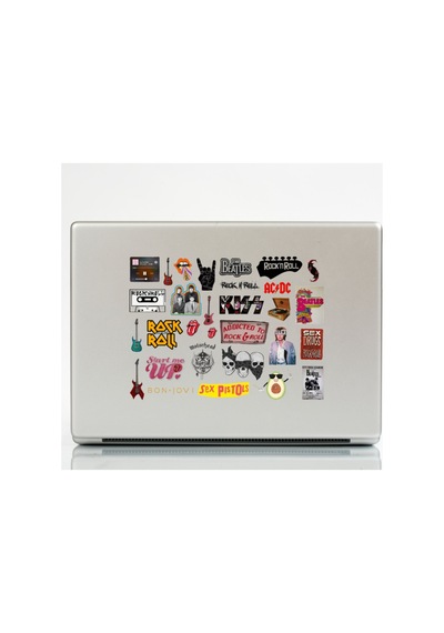 64'lü Punk Rock Pop Vintage Sticker Seti - Etiket Seti Scrapbook Bullet Journal Çok Renkli