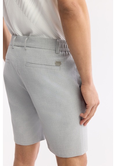 Avva Erkek Açık Gri Yanı Lastikli Gofreli Bi-stretch Slim Fit Chino Şort A51y3730