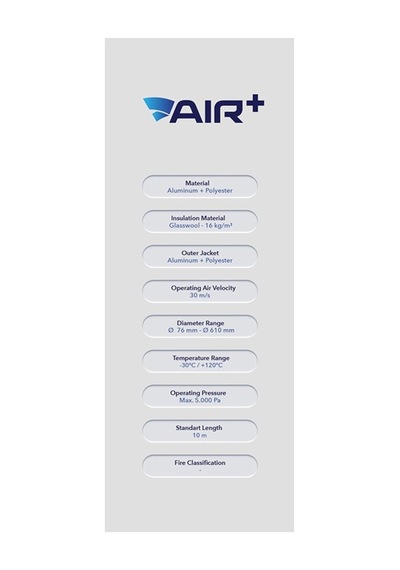Ø140mm Air Alüminyum Isı Izoleli Flexible Hava Kanalı 10mt