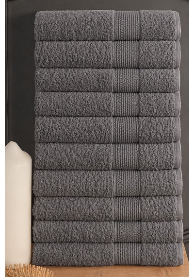 Blanc 10'lu 50x90cm El Yüz & Saç Havlusu Seti Havlu El Havlusu Banyo Havlusu I Çeyiz Havlusu Antrasit