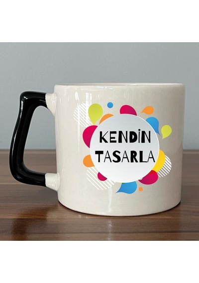 Kendin Tasarla Siyah Kulplu Seramik D Kupa