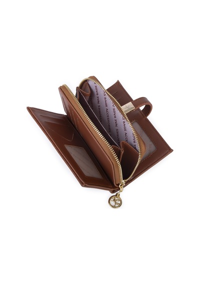 Nas Bag Kadın Orta Boy Kartlık Kağıt Para Ve Bozuk Para Tasarımına Sahip Taba Victoria 16x9 Cm
