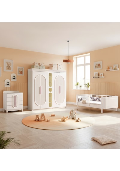 Athena Çocuk Odası, Athena 4 Kapaklı Dolap Ve Kitaplık, Şifonyer, Perla Karyola - Pembe Beyaz Athena Çocuk Odası, Athena 4 Kapaklı Dolap Ve Kitaplık, Şifonyer, Perla Karyola - Pembe Beyaz