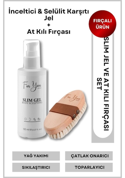 Slim Jel Inceltici-sıkılaştırıcı-toparlayıcı-çatlak Karşıtı Ve Selülit Kremi 150 Ml At Kılı Fırçası
