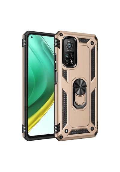 Newface - 14 - Xiaomi Mi 10t Pro Kılıf Sofya Yüzüklü Silikon Kapak - Metemıx - - Gold