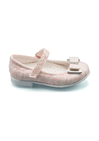 Sermoda Bebek Fiyonk Taş Detay Kendinden Desenli Babet Pembe