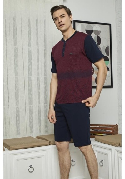 Kly 7615 Erkek Midi Yaka 3'Lü Pijama Takımı