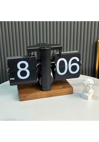 Vintage Flip Clock Mekanik Sayfa Çevirme Saat Minimalist Retro Masa Saati, Ofis Ve Ev Dekoratif Saat Siyah