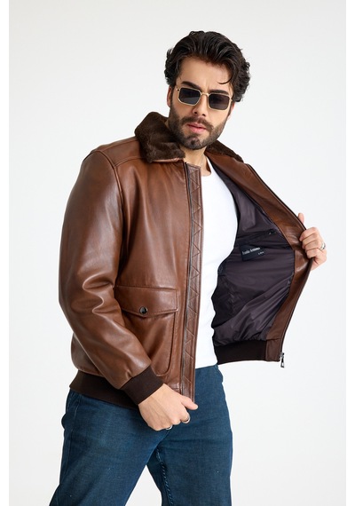 Franko Armondi Pi Lot Model Erkek Deri Ceket E11-klj-2071 Fındık