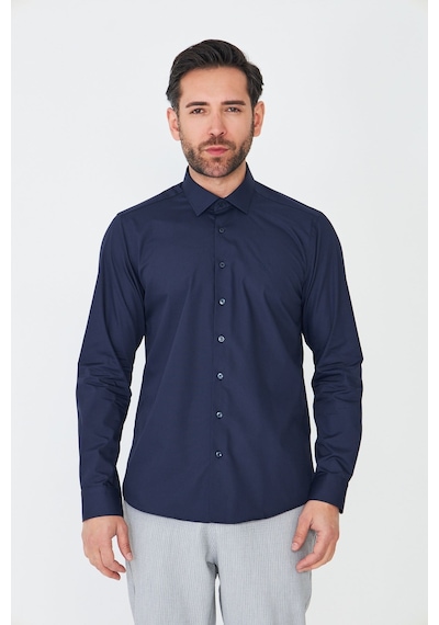 White Stone Lacivert Dynamic Fit Uzun Kollu Erkek Gömlek