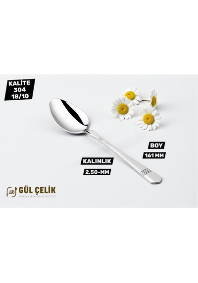 12 Kişilik Tatlı Kaşığı Alvina Model 304 Kalite 18/10 Paslanmaz Çelik Paslanmaz Çelik