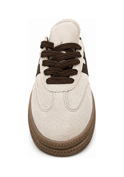 Papucumun Dünyası Unisex Süet Özel Gum Tabanlı Günlük Kullanıma Uygun Retro Sneaker Ekru