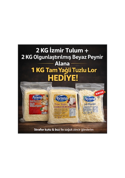 2kg İzmir Tulum+2kg Olgunlastirilmis Beyaz Peynir 1kg Lor Hedıyelı