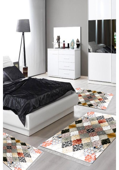 Eko Trend Djt Yıkanabilir Kaymaz Taban 3 Lü Yatak Odası Takımı Mu120 Patchwork Renkli