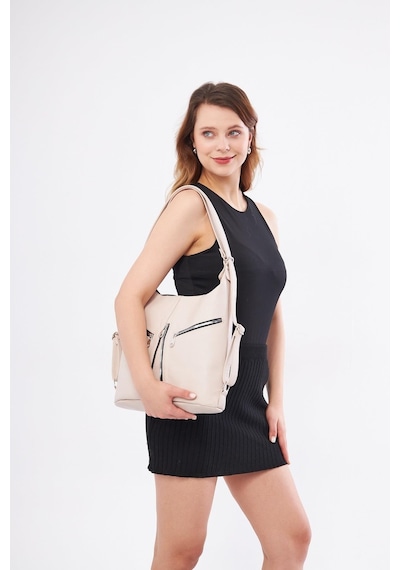Derinss Leather Derinss Hakiki Deri Kadın Bej Sırt Ve Omuz Çantası Dkb501 001