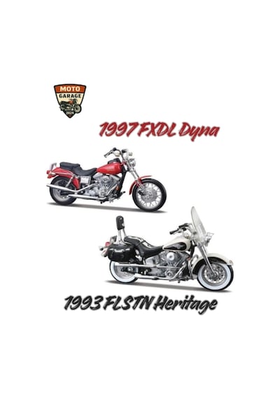 1:18 Harley-davidson 90'lar Klasikleri İkili Set - 1997 Fxdl Dyna & 1993 Flstn Heritage