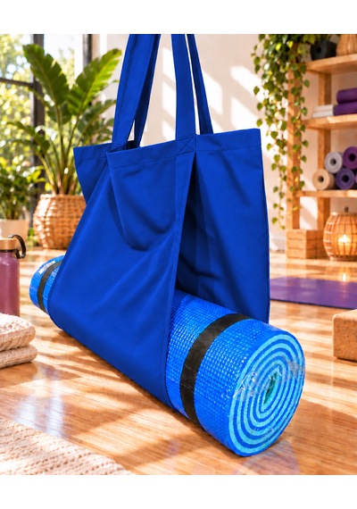 Mat Taşıma Çantası Yoga Fitness Silindir Antrenman Çantası - Çantalı Fermuarlı Mat Taşıma Çantası Saks Mavi