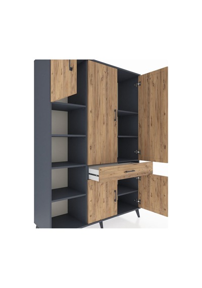 Hyperion Dolap 8 Raflı Tek Çekmeceli 5 Kapaklı 132x44x195 Antrasit-çam/çam Atlas Çam/atlas Çam Hyperion Dolap 8 Raflı Tek Çekmeceli 5 Kapaklı 132x44x195 Antrasit-çam/çam Atlas Çam/atlas Çam