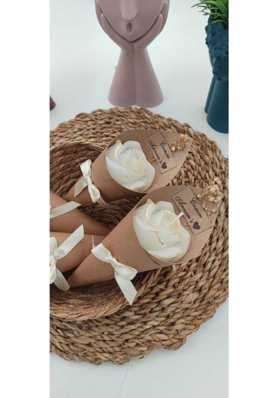 Bernami Vazo Pinterest Kişiye Özel Düğün Nişan Söz Annelergünü Hediyelik Vanilya Kokulu Gül Buket Mum - 10 Adet Diğer
